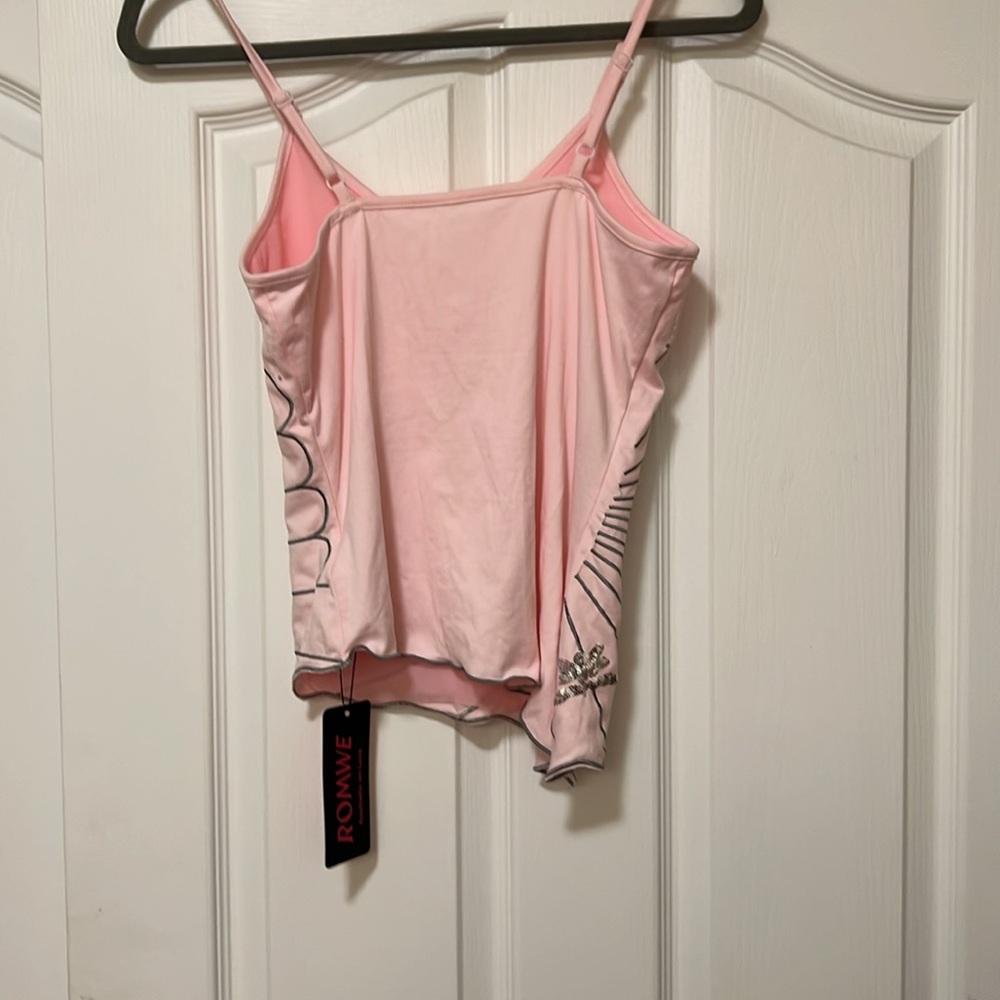 NWT- Pink Sequin Butterfly Camisole Top - Med - Picture 3 of 4